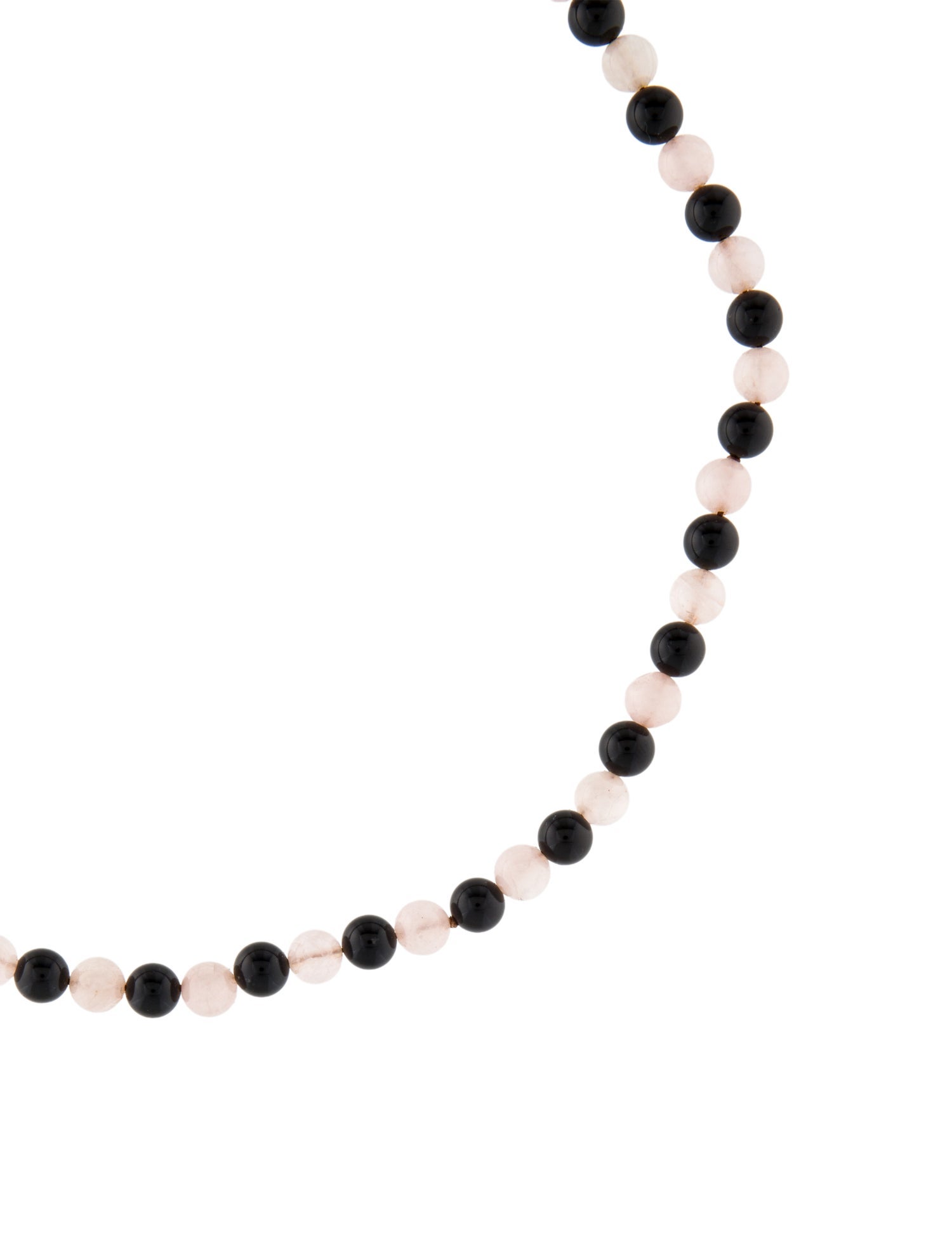 Necklace 14K Onyx & Rose Quartz Bead Strand Necklace